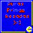 Blue square with yellow border containing red text and a pixelated Pac-Man icon, showing four identical frames in