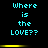 Pixelated cyan text "Where is the LOVE??" on black background with yellow horizontal bars, animated to shift vertically.