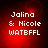 Four identical red pixelated display white text reading "Jalina & Nicole WATBFFL" with subtle background glow variations