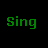 Pixelated text phrases in green, blue, and red on a black background with no animation.