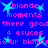 Blue background with pink text and cyan starbursts repeating in a pattern