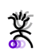 Animated stick figure with spiky hair, black outline, purple circular prop, and gray motion blur effects on white background.