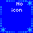 Blue background with cyan dashed lines forming a , white text reading "No icon" in four corners, and cyan asterisk-like symbols at intersections