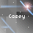 six pixelated images showing the name 'Casey' in white text with a pink highlight on the letter C, set against a gray background with diagonal blue lines and small white dots