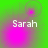 Green background with pink circular gradients and white text 'Sarah' in four quadrants, each showing different gradient positions.