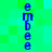 Blue vertical text 'embee' repeated twice on a green and cyan pixelated background with no visible animation changes.