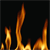 Static pixelated image of multiple orange-yellow flames against a black background, with varying heights and widths.