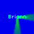 Blue background with four green glowing 'Brionn' text elements forming a square frame, each corner connected by vertical and horizontal lines.