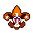 Pixelated icon depicts a stylized eagle with outstretched wings, orange head, brown body, and white-tipped wings, holding a shield with red and white stripes and blue top stripe.