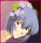 Animated contact sheet of a 3x3 grid showing eight frames of an anime-style character with blue hair wearing a flower crown, displaying subtle facial expression changes and heart symbol variations.
