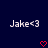 Pixelated text 'Jake<3' appears twice on a dark blue background with red heart symbols below each text instance.