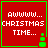 Red square with green border displays 'AWWWW... CHRISTMAS TIME...' text and green pixelated tree icon.