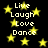 Black background with yellow stars and white text reading Live Laugh Love Dance in four vertical