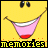 Yellow cartoon face with black eyes and pink mouth showing white teeth, displayed in a of six with text below each