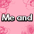 A static image with text fragments and a partial photo on a pink floral background, featuring the words Me and Bree are Hannah Montan and BANANAS!