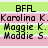 Static image with alternating green and pink horizontal stripes displaying names, a smiley face, and text.