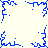 Blue pixelated snowflake patterns arranged in a on a light background, with central and corner variations
