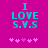 Magenta background with cyan text reading "I LOVE S.V.S" and five pink pixelated hearts below, two versions showing animation changes in heart positions.