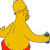 Pixelated yellow cartoon character with red shorts, holding a blue and gray object in outstretched right arm, viewed from side profile against white background.