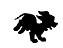Four black silhouette animations of a cartoon lion on white background, showing sequential poses from left to right.