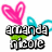 Pixelated icon with pink heart, cyan ribbon, green leaf, and black text on white background.