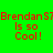 Green background with red text reading "Brendan S7 is so Cool!" in four , each with a light blue rectangular overlay on the text