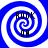 Four identical blue and white spiral patterns with "ROCK" text above "OH" in black pixelated font, arranged in a on a solid background