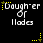 Pixelated text "Daughter Of Hades" with yellow star accents on a black background, displayed in a of six identical static frames