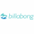 Pixelated icon with blue wave logo and 'billabong' text on white background, transitioning to green 'Original Icons .com' text on dark green background.