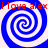 Four blue and white spiral patterns arranged in a with red text reading "i love alexi i love alex" at top and bottom