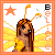 Animated pixel art contact sheet showing a fairy-like character with antennae and wings, cycling through text variations of 'BELIEVE' in orange letters against an orange border background.