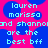 Pixelated text on a pink and blue background reads 'lauren morissa and shannon are the best bff' in light blue letters.