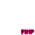 A sequence of pink pixelated heart shapes forming from curved lines to a complete heart outline, with 'FIMP' text above and below each frame.