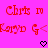 Red pixelated text on bright pink background with two black heart symbols at bottom center and right.