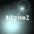 Four- shows animated light effects with 'BiTcHeZ' text; top-left and bottom-left have circular light rings, top-right and bottom-right have single bright spots