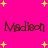 Bright pink background with scattered yellow plus signs and four instances of the text "Madison" in brown pixelated font.