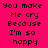 Bright pink background with black pixelated text repeating 'You make Me cry Because I'm so happy' in two vertical