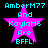 Four identical pixelated images of a pink star with cyan text reading "AmberM77 And KaylaM6 Are BFFL!" on a black background.