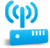 Blue pixelated icon shows a vertical antenna with curved signal waves above a rectangular base with a circular button and four vertical slots.