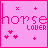 Pixelated pink with 'horse LOVER' text, varying heart and symbol patterns