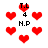 Red pixelated hearts and text 'T.L 4 H.P' arranged in a pattern on white background with some heart shapes distorted or merged