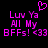 Pixelated pink text and heart symbol on black background, repeated twice side-by-side.
