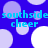 Blue background with light purple and white circles; repeated cyan text 'southside cheer' in pixelated font.