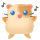 Pixelated cartoon hamster with blue eyes and pink cheeks in two animation frames showing slight pose changes against gray background