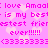 Pixelated pink text on a light purple background with repeating heart shapes, displaying phrases about loving 'Amaa' and being best friends.