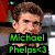 A pixelated image of a person with brown hair, showing three text variations: 'Michael Phelps<3', 'My Future Husband!', and 'Mrs. Michael Phelps<3'.