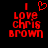 Red pixelated text on black background reads 'I ❤️ LOVE CHRIS BROWN' with heart symbol above 'LOVE' in first frame, then heart disappears in second frame.