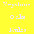 A static image displays four distinct color variations of a pixelated text layout with 'Keystone', 'Oaks', and 'Rules' arranged vertically.