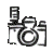 Black-and-white animated camera icon with flash, showing variations in a