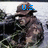 A pixelated image of a soldier in camouflage uniform and helmet with blue text labels changing across frames.